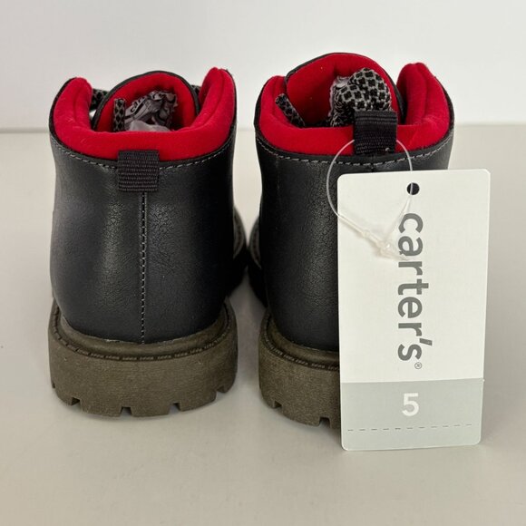 Carters Toddler Boys Ankle Boots Ralph Grey Fall Winter Lace Up Size 5 Shoes New - Picture 2 of 8